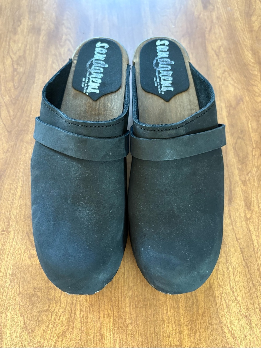 Womens Sandgrens Handmade in Sweden Wooden Clog with Strap Detail size 38/7.5US